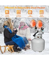 Costway 30,000 Btu Dual Head Tank Top Outdoor Heater with Adjustable Heat Settings