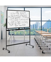 Costway 32 x 48'' Portable Rolling White Board Reversible Dry Erase Board