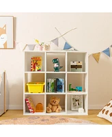 9-Cube Kids Toy Storage Organizer Wooden Children's Bookcase Display Bookshelf