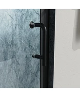 Streamdale Furniture 34 In. To 35-3/8 In. X 72 In Semi-Frameless Pivot Shower Door In Matte Black With Clear Glass