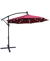 Streamdale Furniture 10ft Led Solar Patio Umbrella with Crank and Cross Base