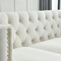 Beige Velvet Sofa Set, Modern, 2 Pieces