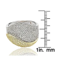 Suzy Levian Sterling Silver Cubic Zirconia Pave Wave Ring