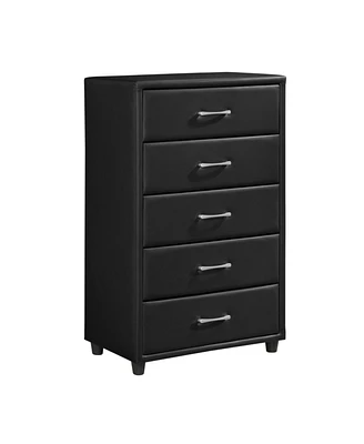 Simplie Fun Modern Black Faux Leather Chest of Drawers