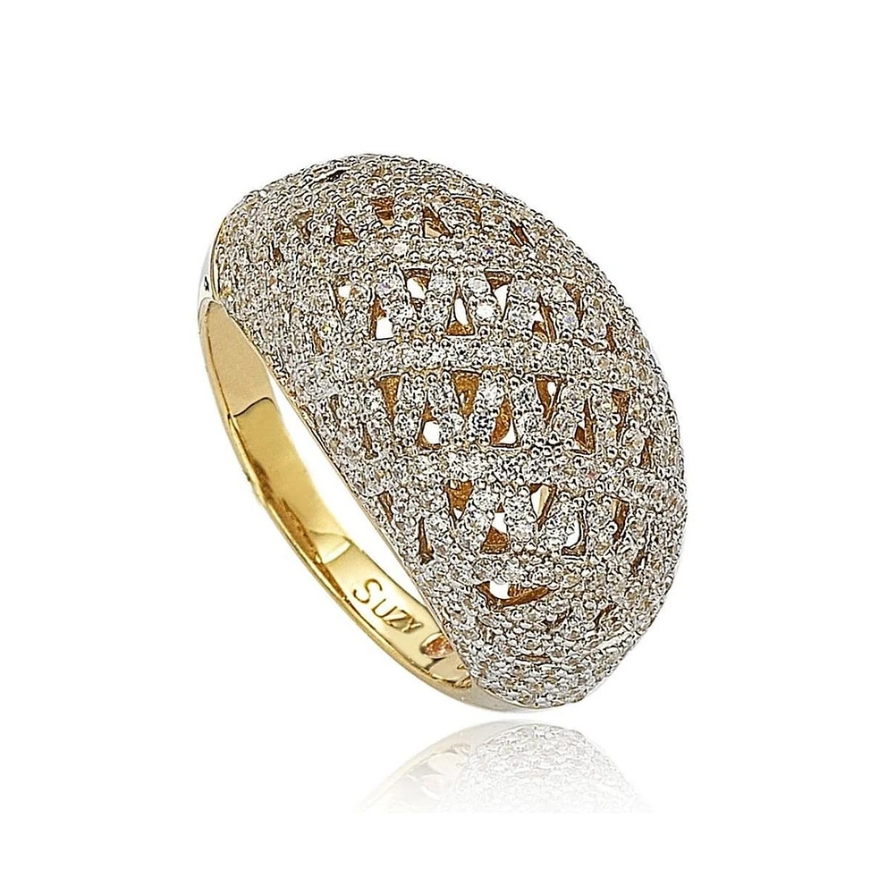 Suzy Levian New York Sterling Silver Cubic Zirconia Pave Interlace Ring