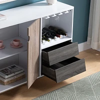 Streamdale Furniture Wine Cabinet White Dark Taupe Distressed Grey