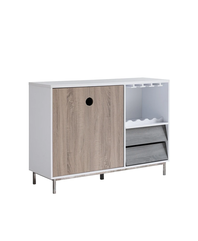 Streamdale Furniture Wine Cabinet White Dark Taupe Distressed Grey