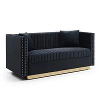 Modern Black Velvet Sofa & Loveseat Set