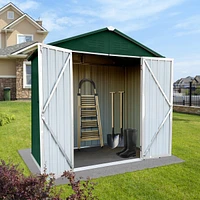 Outdoor Storage Sheds 4FTx6FT Apex Roof Green+White