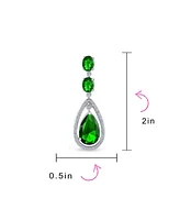 Bling Jewelry Art Deco Style Cubic Zirconia Halo Large Teardrop Cz Statement Dangle Chandelier Earrings For Women Party