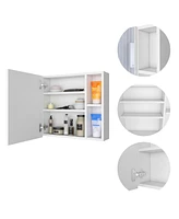 Streamdale Furniture Oman Medicine Cabinet, Three Internal Shelves, Single Door, Two External Shelves