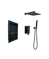 Simplie Fun Shower System With Shower Head, Hand Shower, Hose, Valve Trim, Lever Handles And Niche