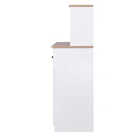 Wooden Kitchen Cabinet White Pantry Storage Microwave Cabinet With Storage Drawer