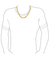 Bling Jewelry Heavy Solid Strong Shinny Figaro Chain Necklace Link bracelet Set Gold Plated Stainless Steel 11MM