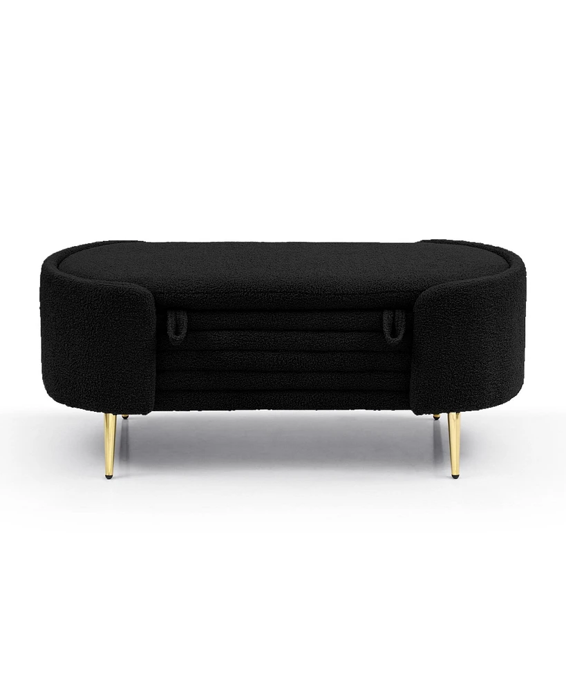 Simplie Fun Modern Sherpa Upholstered Storage Bench