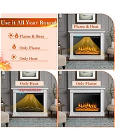 Costway 34''Electric Fireplace Insert Heater Log Flame Effect w/ Remote Control