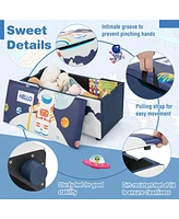 Costway Kids Upholstered Storage Ottoman Bench Versatile Toy Chest Footrest Stool