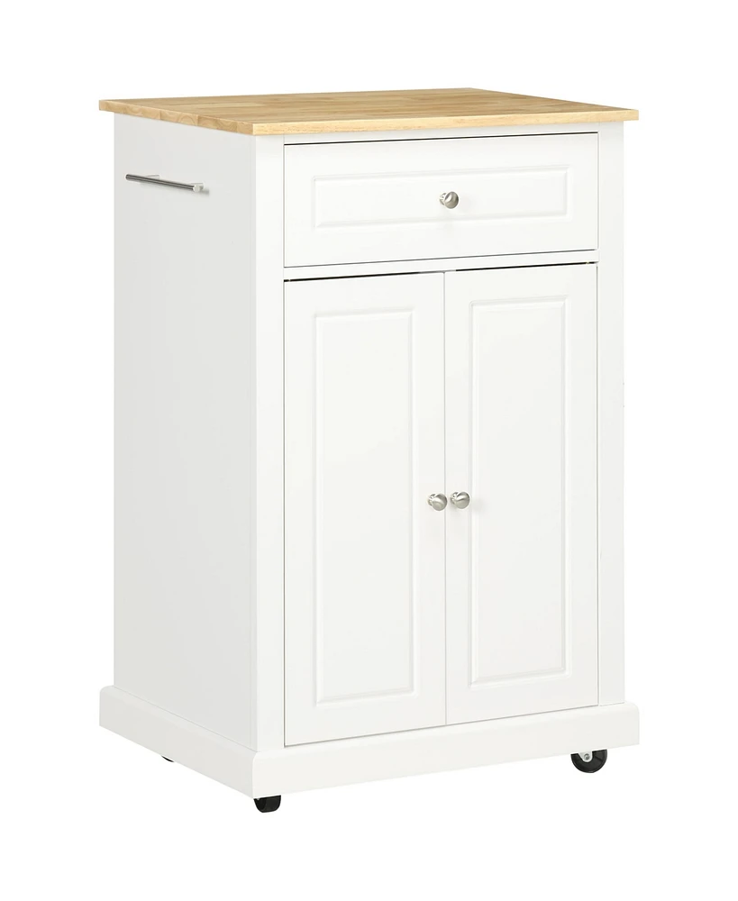 Simplie Fun Kitchen Island Cart with Drawer, Shelf, and Towel Racks