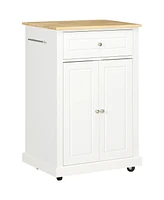 Simplie Fun Kitchen Island Cart with Drawer, Shelf, and Towel Racks