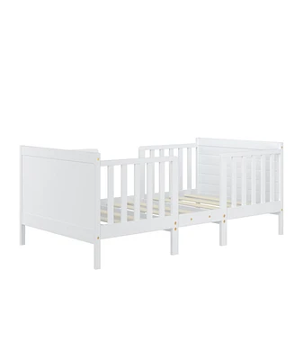 Slickblue 2-in-1 Convertible Kids Wooden Bedroom Furniture with Guardrails