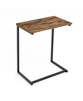 Slickblue C-shaped Industrial End Table with Metal Frame