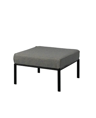 Simplie Fun Rajni Patio-Ottoman, Gray Fabric & Black Finish