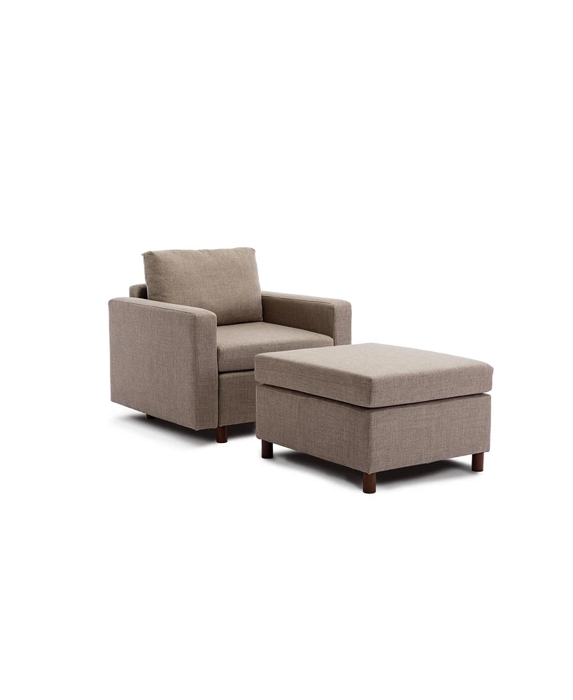 Simplie Fun Brown Single Seat Module Sofa Sectional + Ottoman