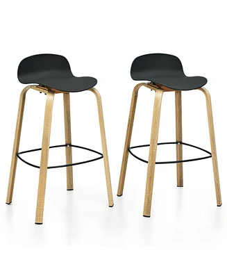 Slickblue Set of 2 Modern Barstools Pub Chairs with Low Back and Metal Legs