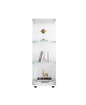 Streamdale Furniture White Glass Display Cabinet with 3 Shelves