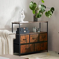 Dresser For Bedroom, Chest Of Drawers, 5 Drawer Dresser, Closet Fabric Dresser With Metal Frame