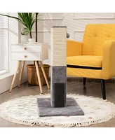 Slickblue 31 inch Tall Cat Scratching Post Claw Scratcher with Sisal Rope and 2 plush Ball-Gray