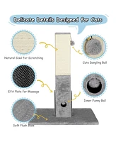 Slickblue 31 inch Tall Cat Scratching Post Claw Scratcher with Sisal Rope and 2 plush Ball-Gray