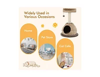 Slickblue 28 Inches Hand-Made Cat Tree Tower with Jump Platform-Coffee