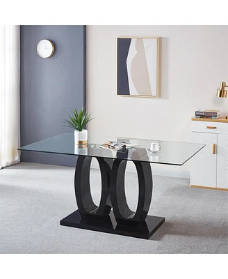 Simplie Fun Contemporary Double Pedestal Dining Table