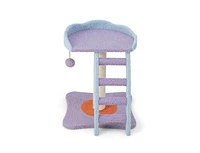 Slickblue 19 Inch Mohair Plush Cat Tree with Ladder and Jingling Ball-Purple