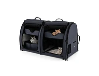 Slickblue Double Compartment Pet Carrier with 2 Removable Hammocks