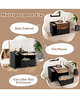 Slickblue Cat Litter Box Enclosure with Pull-out Drawer-Black