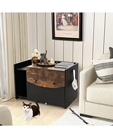 Slickblue Cat Litter Box Enclosure with Pull-out Drawer-Black