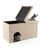 Slickblue Cat Litter Box Enclosure Hidden Furniture with Urine Proof Litter Mat