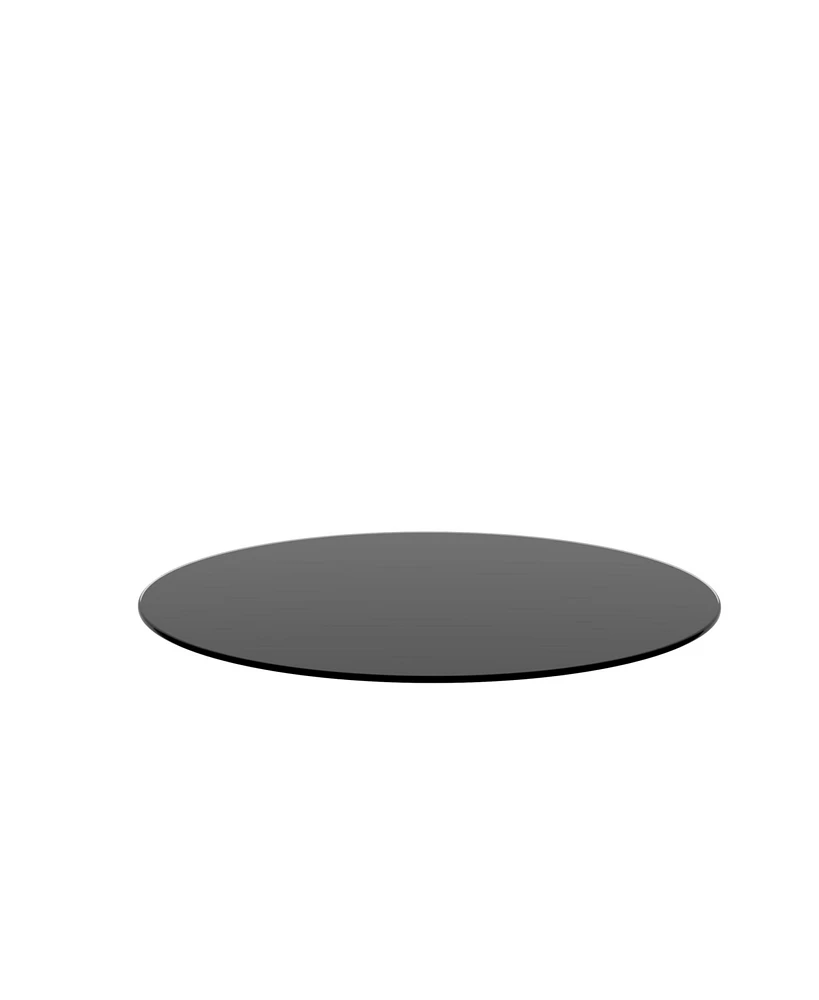 Simplie Fun 24" Inch Round Tempered Glass Table Top Black Glass 1/4" Inch Thick Round Polished Edge