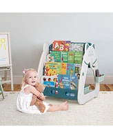 Slickblue 3-In-1 Double Sided Magnetic Dry-Erase Board with Stool and Flipped Writing Desktop