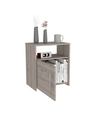 Simplie Fun Nightstand Cuarzz, One Cabinet, Light Gray Finish