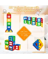 Slickblue 32 Pieces Big Waffle Block Set Kids Educational Stacking Building Toy