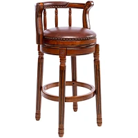 29.5" Brown Wooden Swivel Barstool with 360 Degree Swivel