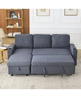 Linen L-Shaped Reversible Sofa Bed for Tight Spaces