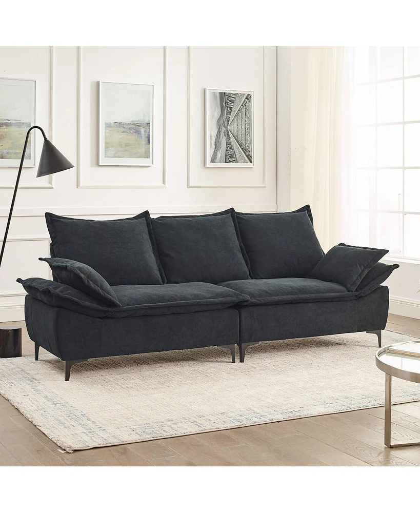 Streamdale Furniture 88.5" Modern 3-Seater Dutch Velvet Sofa with Pillows