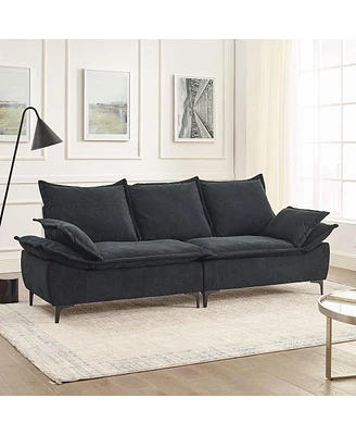 Simplie Fun 88.5" Modern 3-Seater Dutch Velvet Sofa with Pillows