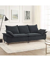 Simplie Fun 88.5" Modern 3-Seater Dutch Velvet Sofa with Pillows