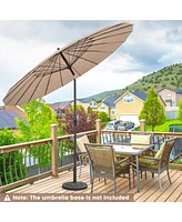 9 Ft Patio Round Market Umbrella with Push Button Tilt, Crank Handle