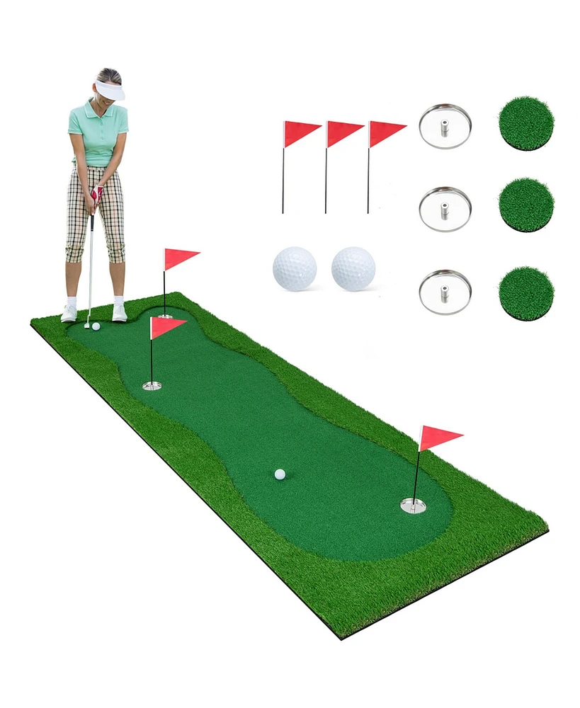 Costway 10 x 5 Ft Golf Putting Green Professional Golf Training Mat with 2 Golf Balls